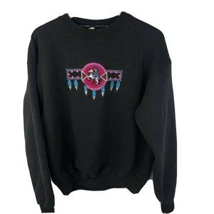 Vintage Sweatshirt Native Feather Headdress Horse